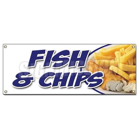 Signmission FISH & CHIPS BANNER SIGN cod haddock white deep fried chips takeaway B-Fish & Chips